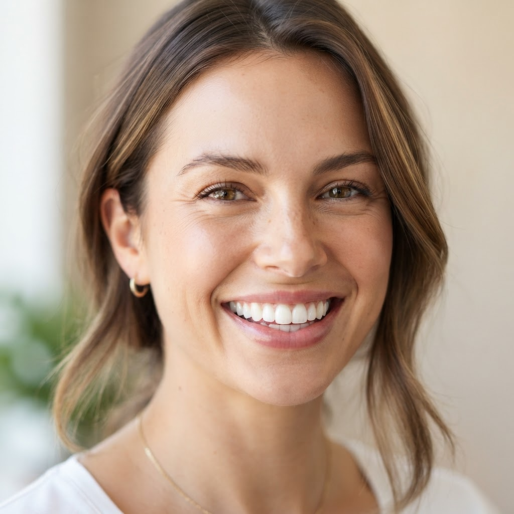Close-up of a healthy, confident white smile